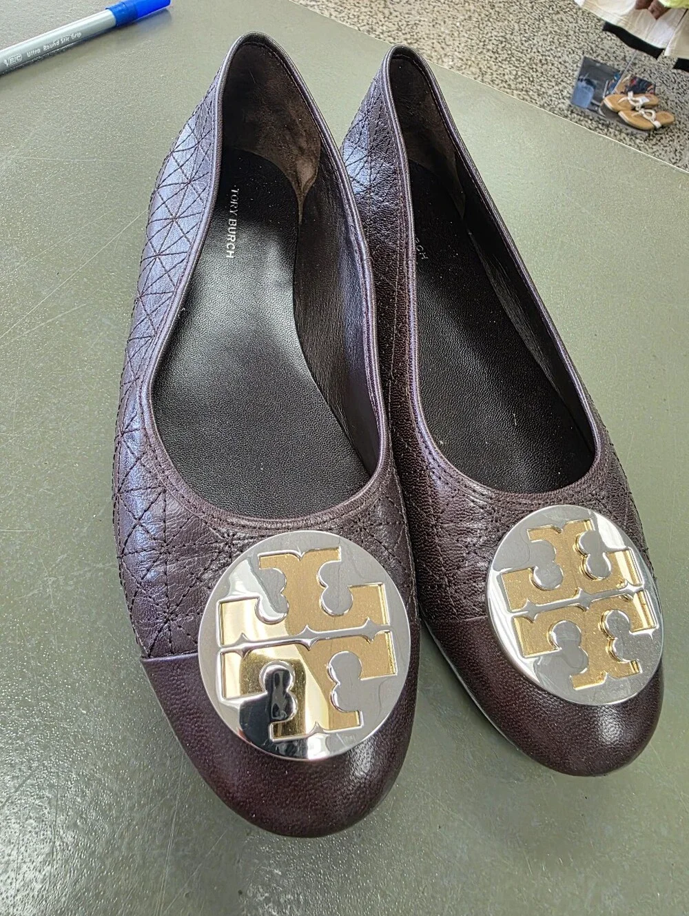 Tory Burch Sz 9.5 Brown Claire Quilted Ballet Flats $268.00